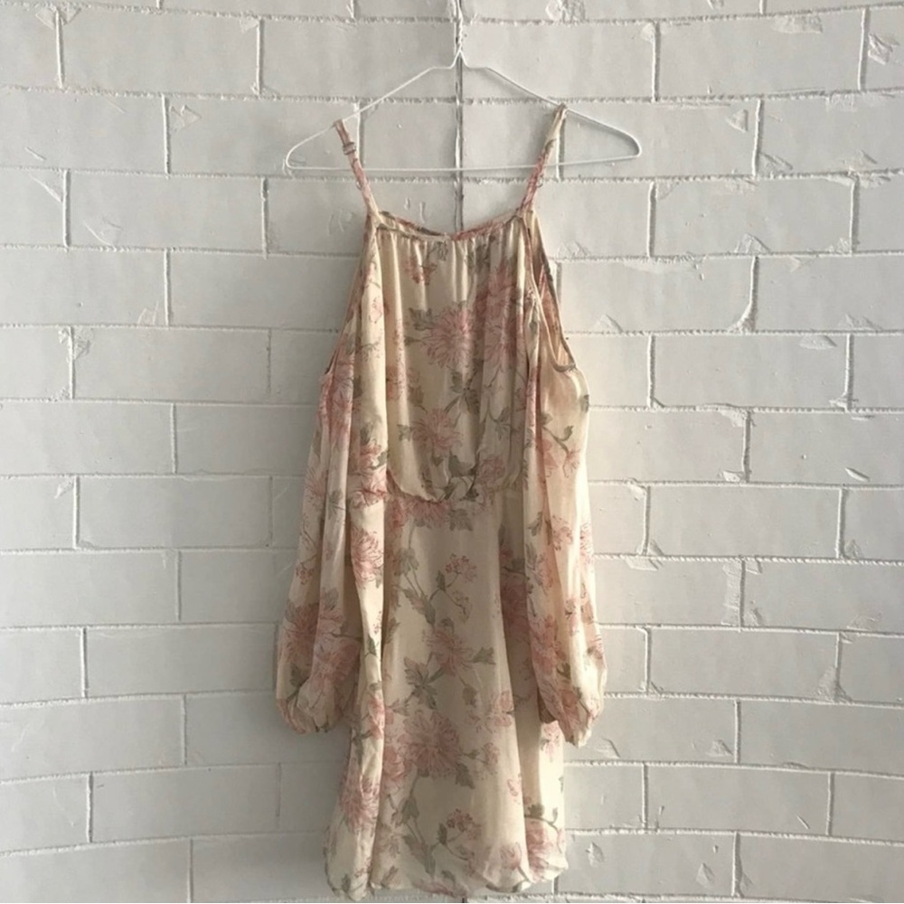 REFORMATION NEW Cream Floral Cold Shoulder Dress